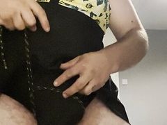 Re tying my cock and balls tighter putting nipple clamps back on 90 degrees to last time and crossdress with extra tying