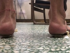 Cumming on my submissive's feet after a long barefoot day and training