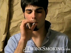 Hottie Ashley firing up his smoke before stroking his big dickÂ 