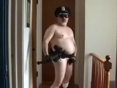 Fat Cop Jerks Off - Cop-Style