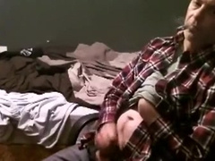 Jerking off and smokin' a cigar with cum!