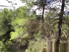 Two submissive guys bare fucked in the woods by their master