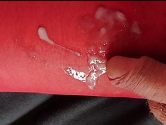 Nylonjunge loves the red pantyhose 3 - Sperm -