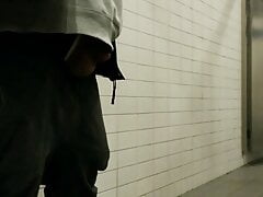 German boy Risk Wank in public toilet and cum