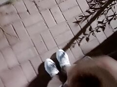 The Little Bitch disguised herself as an outdoor ejaculator