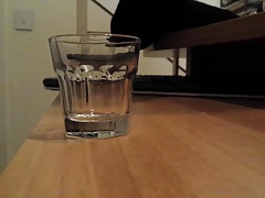 Moaning orgasm on a glass