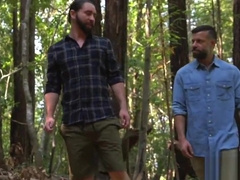 Maledom hunk flogging slave outdoors