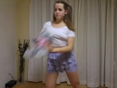 Pantyless/Braless Upskirt Workout with Teddy Bear