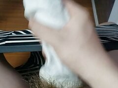 Cumshot in my sis's socks
