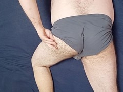 Intimate close-up of hairy gay ass for your pleasure