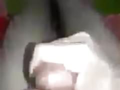 Guy strokes big cock and cums on himself