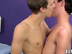 Two sweethearts make out and then suck each others rigid boners