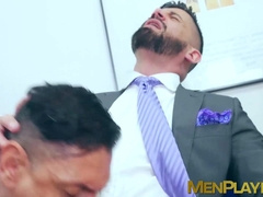 Wild flip flop fuck in the office by suited John Rodriguez and Justin Jett