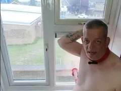 2 angles of one fuck stick getting romped while everybody could observe from outside in one