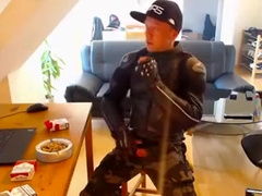 Another dainese biker leather jacket smoke and wank