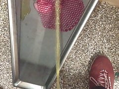 guy pisses everywhere in public bathroom