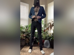 Skinny Very Hairy Uncut White Dude In Mask Awkwardly Strips Down And Moves Around In The Jungle