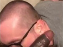 Black Guy Fucks White Guy's Mouth with Big Cock