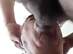 Bear fucks  grandfather's mouth