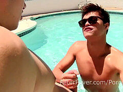 Axel Kane bangs hairy hunk Jason in the swimming pool