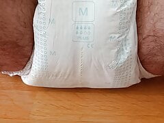 Desperate piss (and fart) in diaper - rubbing it afterwards ABDL DL