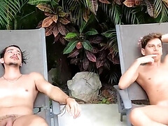 They are relaxing in a pool after going on a Cancun trip