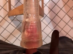 Mischievous fellow plays with fleshlight