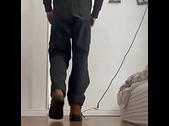 Jerk off in work boots