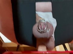 Hands free sissygasm milking chastity clit oozing cum