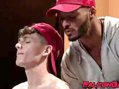 Bareback ramming for petite lad in bi-racial jock smash