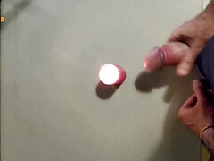 Candle cumshot by handjob
