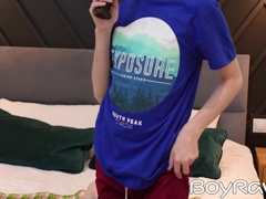 Attractive twink Al Keit shoves his huge dildo up his ass