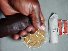 Jerking off cum in coffee