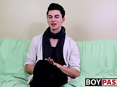 Horny twink Alex Ria stuffs a huge dildo up his tight ass