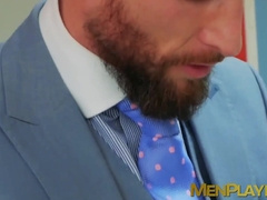 Handsome businessmen analdrilling after sloppy cocksucking