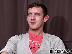 Twink with blue eyes masturbates his big monster cock