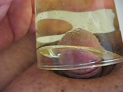 Pee into glass and soaking my cock