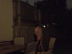Crossdresser outside in the backyard clip 2 of 3