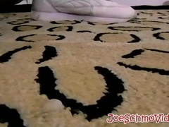 Black dude masturbates on the floor waiting for cum spray