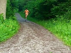 Naked running with huge cock