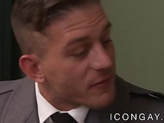 Uniformed gay Alexandro Gustavo rimms and ass fucks prisoner