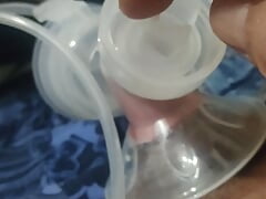 Milking tiny dick with breast pump