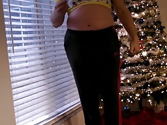 Diapered and cumming  by xmas tree