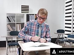 ADULT TIME - INSANE Accidental Gangbang And BUKKAKE For Greedy Twink Tutor! Interracial FUCK FEST!
