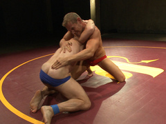 Muscular DILFs go nuts mixing the wrestling with the anal perversions