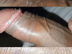 friend&#039;s house and jerking in share bed till cum inside