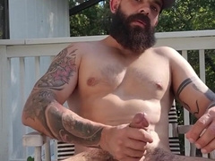 Tugging off on my back patio