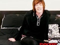 Emo rides dildo while stroking himself