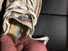 Cumming inside my Sister's dirty old white Converse