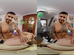 Virtualrealgay video featuring gay Latin hunk Viktor Rom having steamy sex on the couch